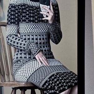 A'gaci patterned black and white sweater dress